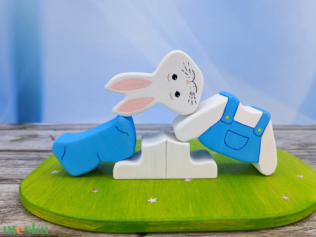 Nyuszifiús húsvéti  fa kirakó � kézzel készült fejlesztő játék gyerekeknek - játék & sport - készségfejlesztő és logikai játék - toronyépítő- és egyensúlyozó játékok - Meska.hu