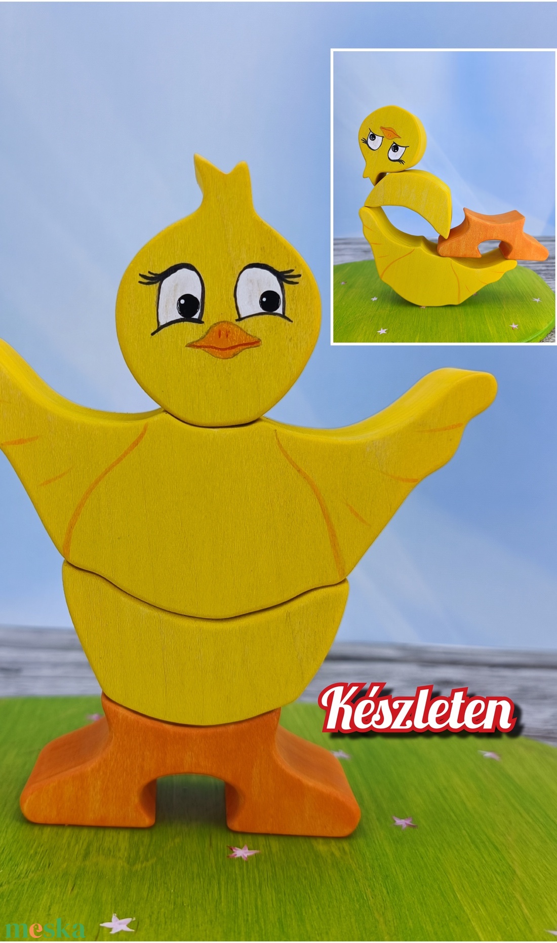 Csibe húsvéti  fa kirakó � kézzel készült fejlesztő játék gyerekeknek - játék & sport - készségfejlesztő és logikai játék - toronyépítő- és egyensúlyozó játékok - Meska.hu