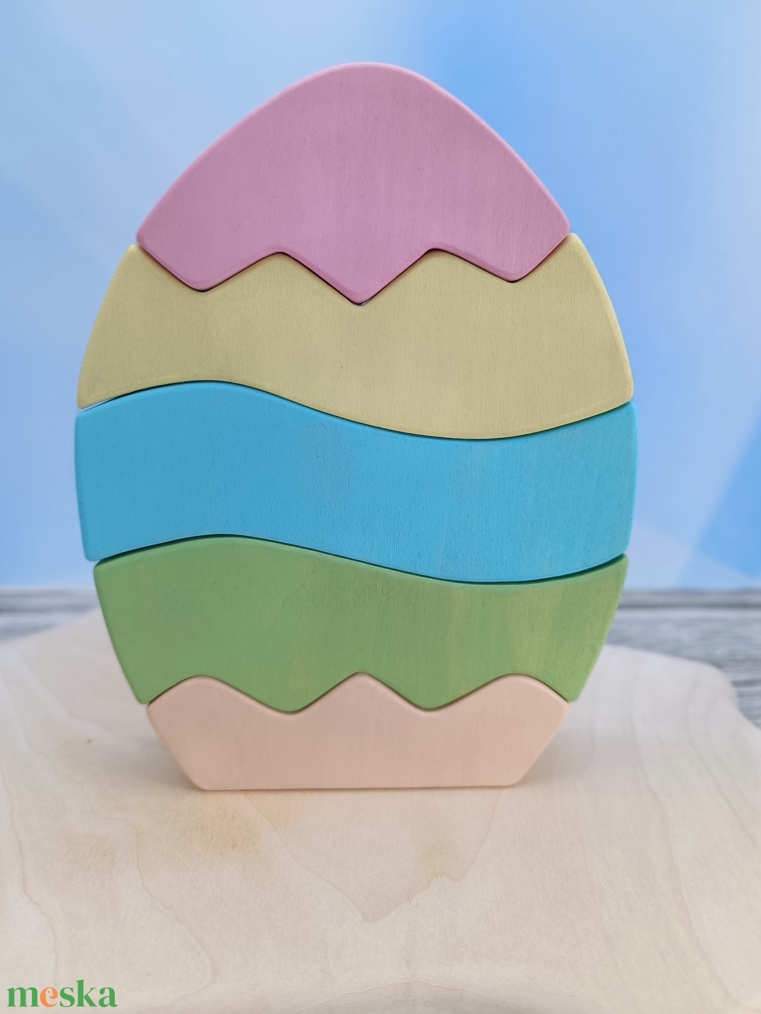 Festhető húsvéti tojás fa kirakó � kézzel készült fejlesztő játék gyerekeknek - játék & sport - készségfejlesztő és logikai játék - toronyépítő- és egyensúlyozó játékok - Meska.hu
