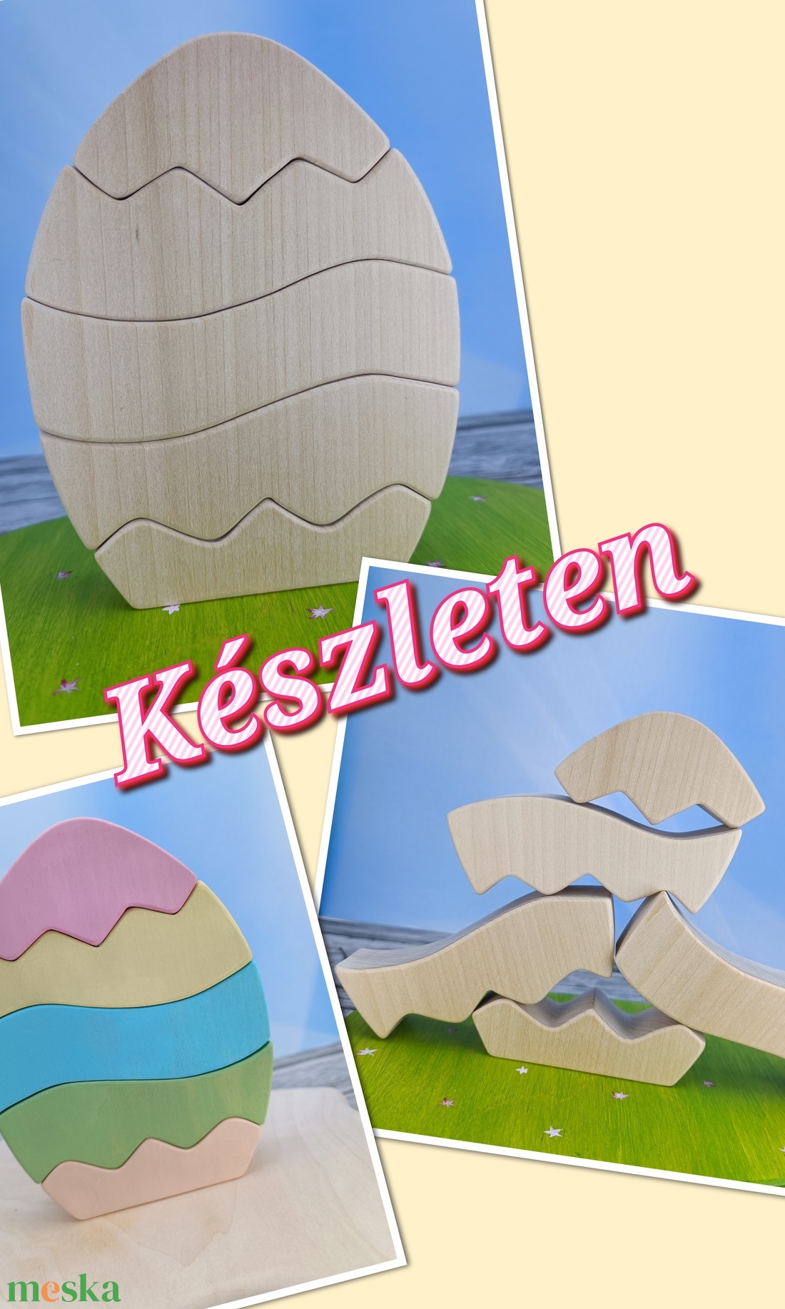 Festhető húsvéti tojás fa kirakó � kézzel készült fejlesztő játék gyerekeknek - játék & sport - készségfejlesztő és logikai játék - toronyépítő- és egyensúlyozó játékok - Meska.hu