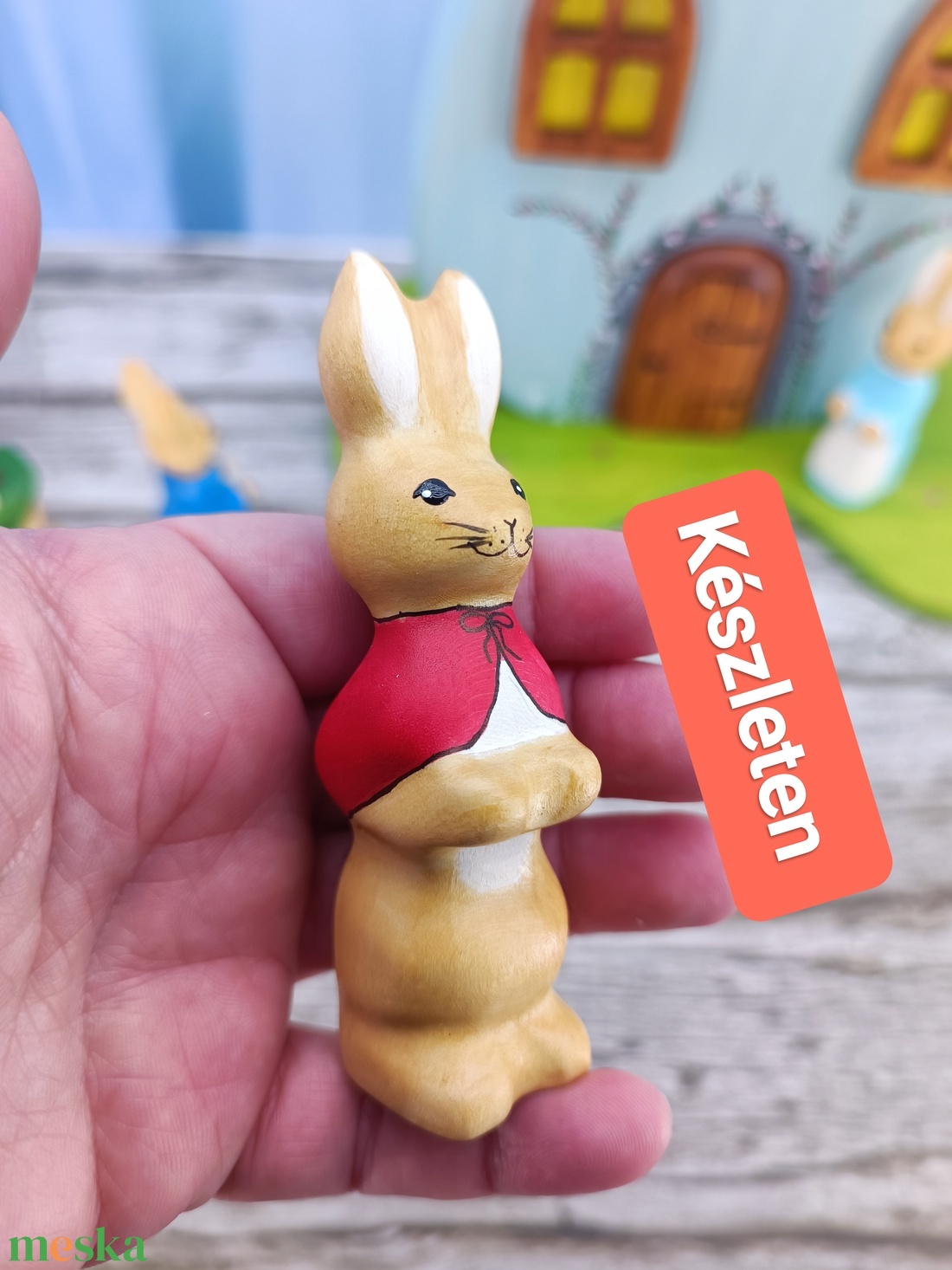 Pamacs nyuszi fából faragott játék figura - ünnepi díszek, dekorációk - húsvéti díszek és dekorációk - húsvéti asztaldíszek - Meska.hu