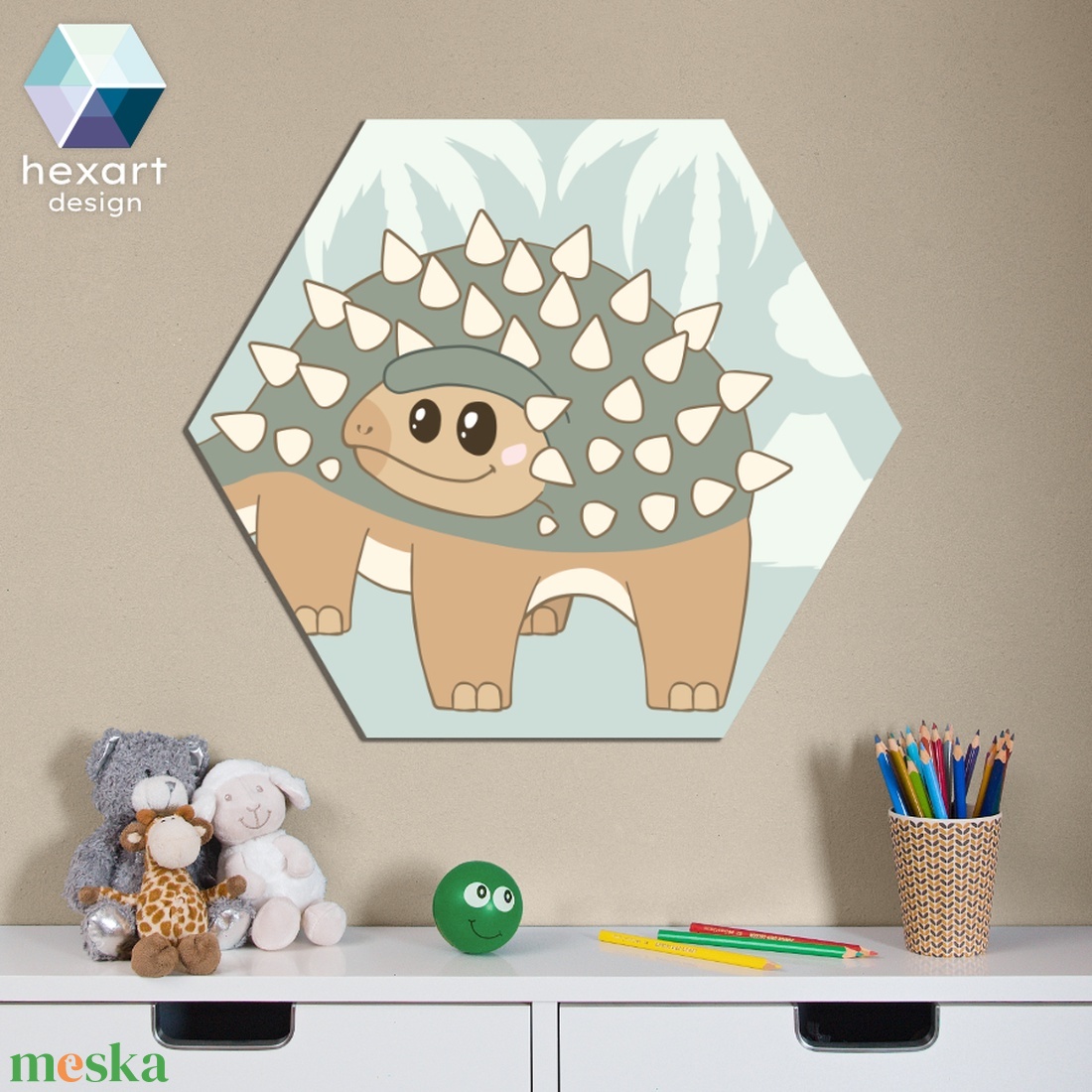 Anki, a Ankylosaurus dinó kölyök - babaszoba dekoráció - otthon & életmód - babaszoba, gyerekszoba - babaszoba kép - Meska.hu