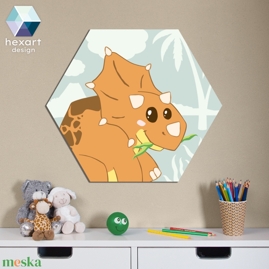Trici, a Triceratops dinó kölyök - babaszoba dekoráció - otthon & életmód - babaszoba, gyerekszoba - babaszoba kép - Meska.hu