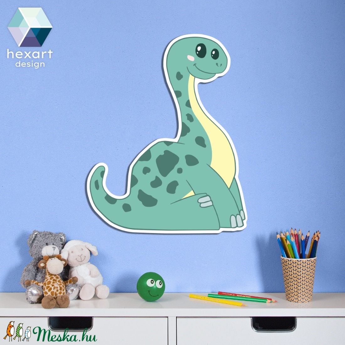 Bronti, a Brontosaurus dinó kölyök - babaszoba dekoráció (formavágott verzió) - otthon & életmód - Meska.hu