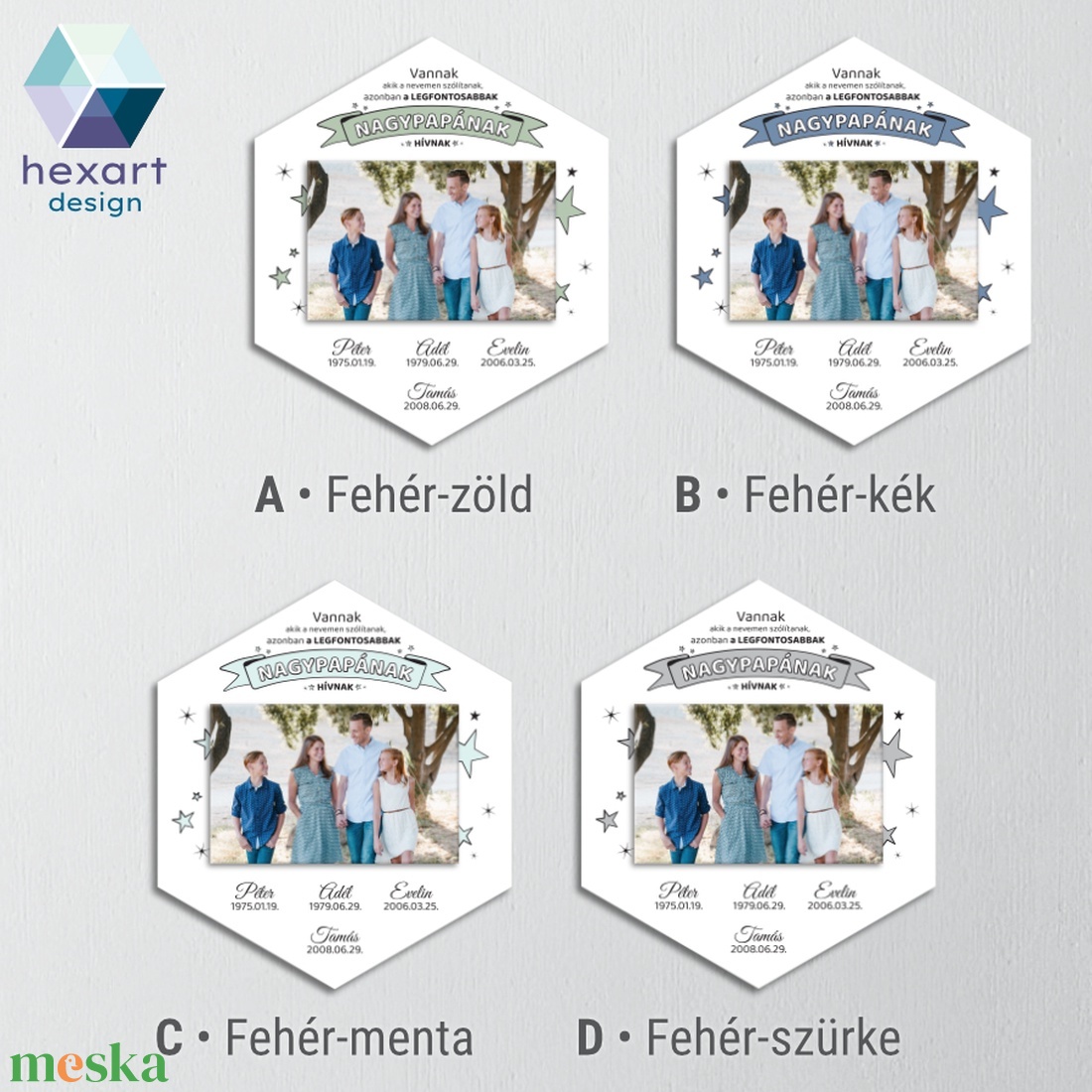 Nagypapa ajándék, családi fotóval - fali kép, dekor (egyedi családnevekkel, családi fotóval és választható színekben) - otthon & életmód - dekoráció - fali és függő dekoráció - falra akasztható dekor - Meska.hu