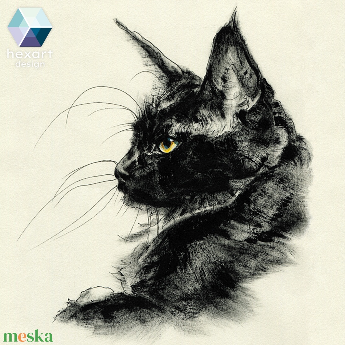 Cica portré - festmény nyomat - otthon & életmód - dekoráció - Meska.hu