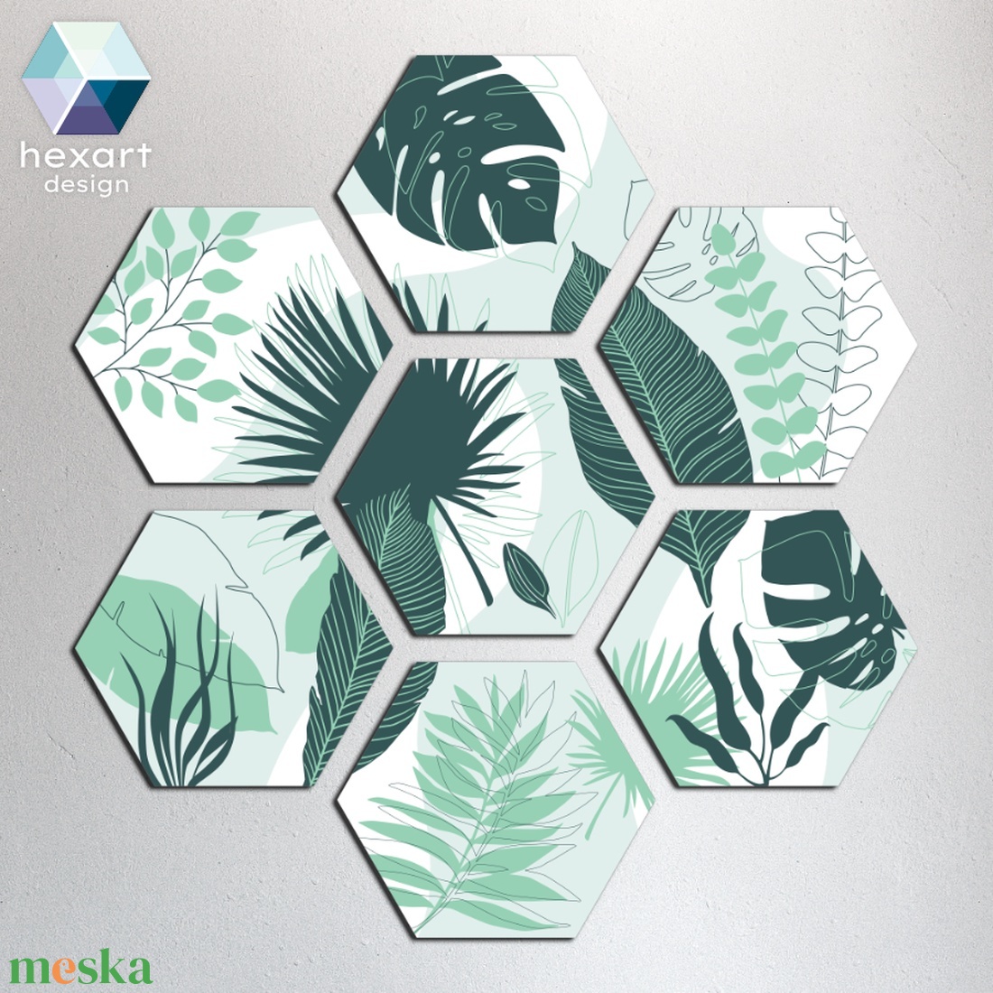 Hexart Plants fali dekoráció - menta-zöld - otthon & életmód - dekoráció - fali és függő dekoráció - falra akasztható dekor - Meska.hu