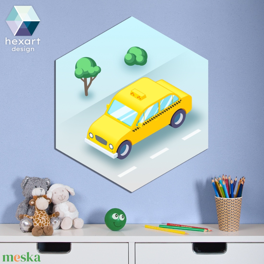 Taxi - baba- és gyerekszoba dekoráció, fali kép - otthon & életmód - babaszoba, gyerekszoba - babaszoba kép - Meska.hu