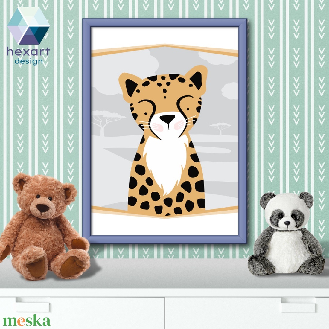 Gepárd - babaszoba dekoráció, fali kép (A4-es digitális nyomtatható fájl) - otthon & életmód - dekoráció - fali és függő dekoráció - falra akasztható dekor - Meska.hu
