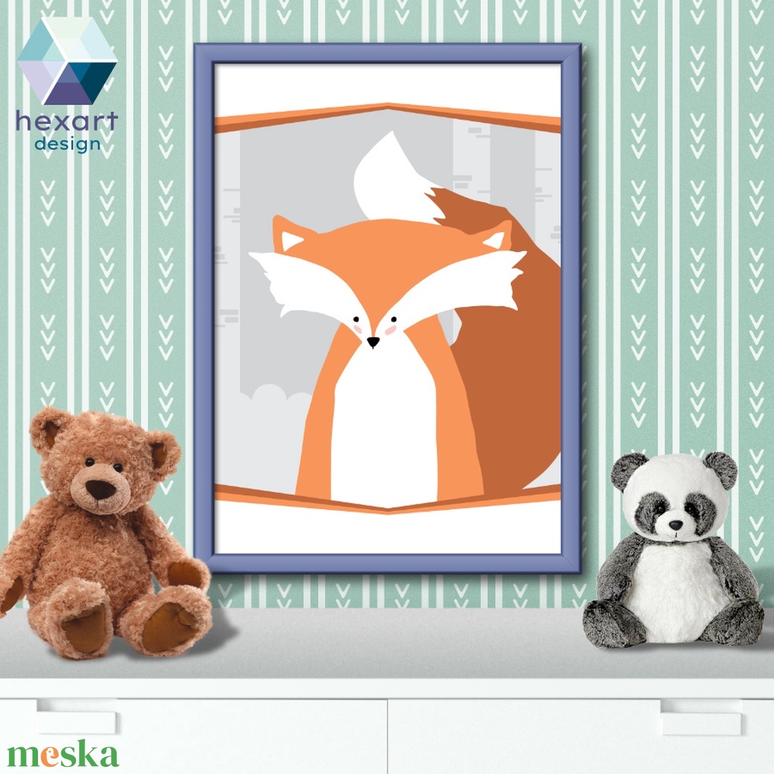 Róka - babaszoba dekoráció, fali kép (A4-es digitális nyomtatható fájl) - otthon & életmód - dekoráció - fali és függő dekoráció - falra akasztható dekor - Meska.hu