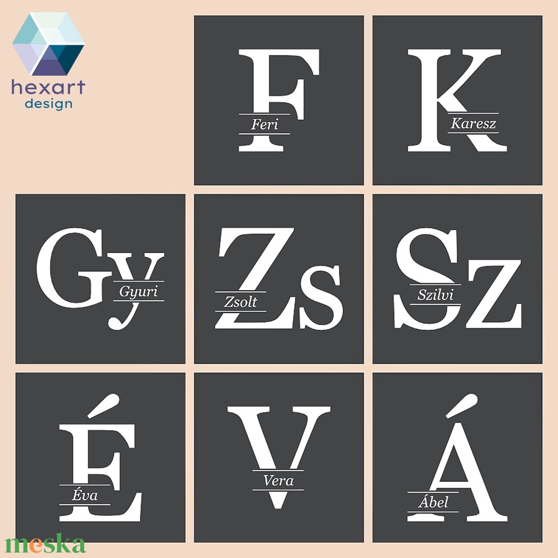Gravírozott pala poháralátét - egyedi monogrammal és névvel (Csak 2 db elérhető jelenleg!) - otthon & életmód - konyhafelszerelés, tálalás - tálalás - tányér- és poháralátét - Meska.hu