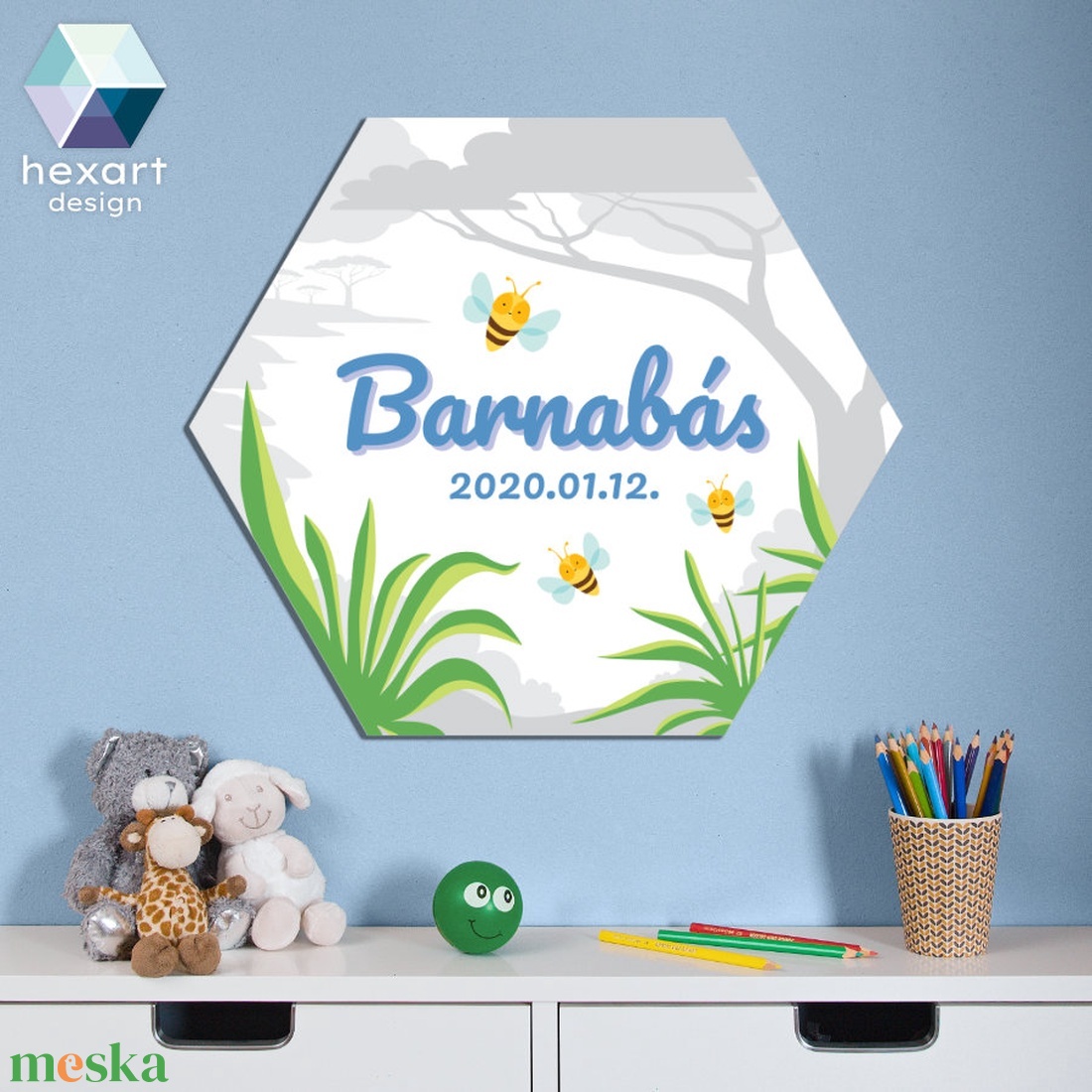 3 db-os szafaris babaszoba dekoráció - választható állatokkal - otthon & életmód - babaszoba, gyerekszoba - babaszoba kép - Meska.hu