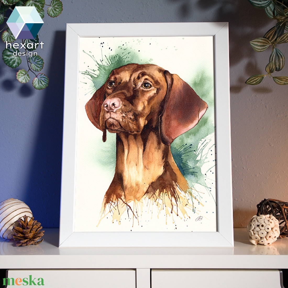 Vizsla portré - eredeti akvarell festmény - művészet - festmény - akvarell - Meska.hu