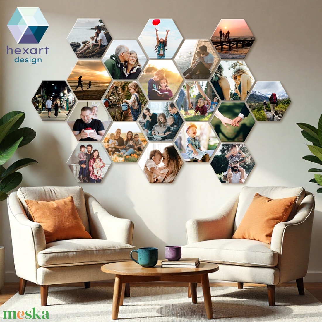 20 db-os hatszög fotó dekoráció a Te családi képeiddel - otthon & életmód - dekoráció - kép & falikép - több részes kép - Meska.hu