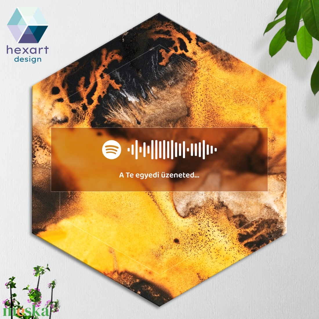 Interaktív Spotify-s zenés dekoráció (6 különböző akvarell háttérrel, egyedi szöveggel és zenével) - otthon & életmód - dekoráció - fali és függő dekoráció - falra akasztható dekor - Meska.hu