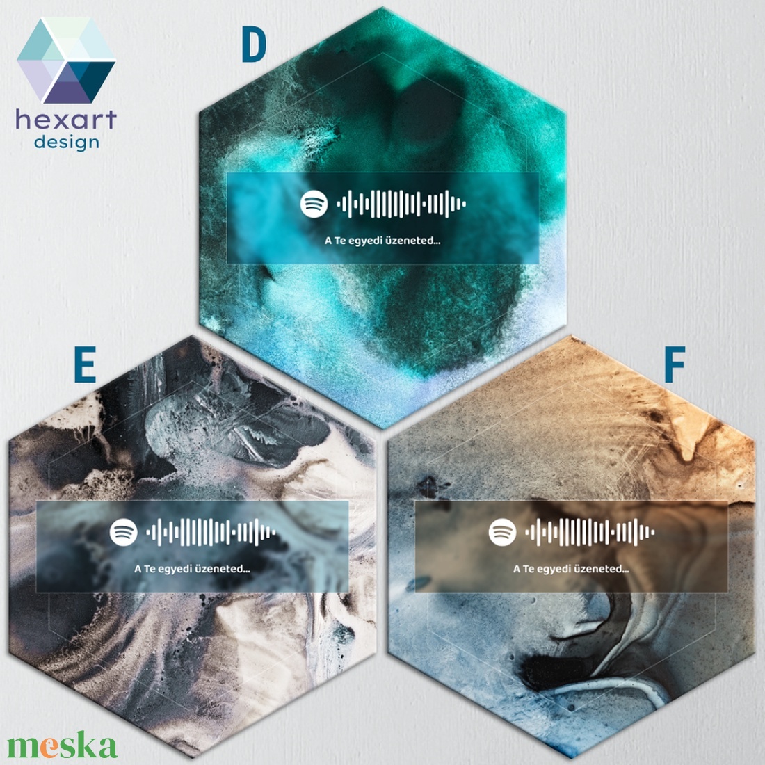 Interaktív Spotify-s zenés dekoráció (6 különböző akvarell háttérrel, egyedi szöveggel és zenével) - otthon & életmód - dekoráció - fali és függő dekoráció - falra akasztható dekor - Meska.hu