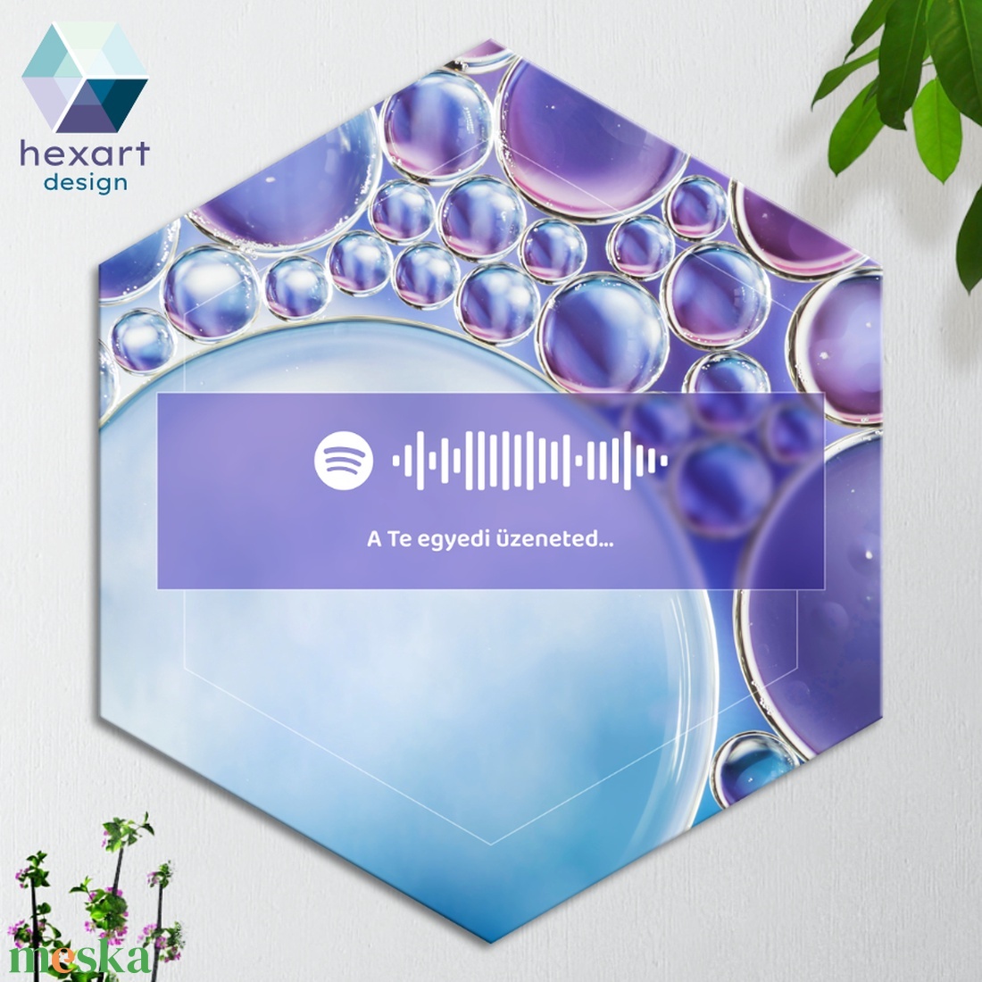Interaktív Spotify-s zenés dekoráció (6 különböző absztrakt háttérrel, egyedi szöveggel és zenével) - otthon & életmód - dekoráció - fali és függő dekoráció - falra akasztható dekor - Meska.hu