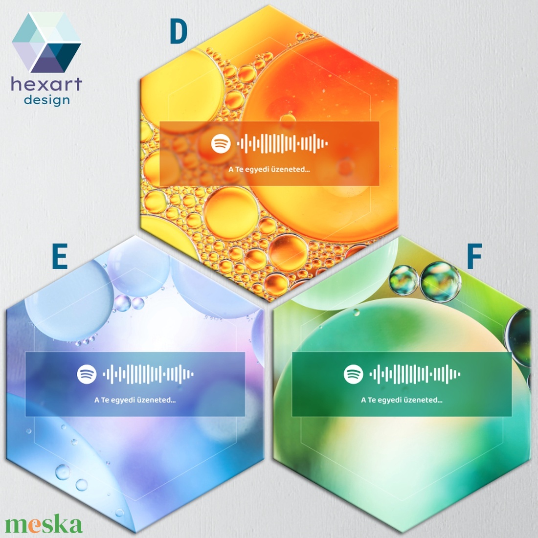 Interaktív Spotify-s zenés dekoráció (6 különböző absztrakt háttérrel, egyedi szöveggel és zenével) - otthon & életmód - dekoráció - fali és függő dekoráció - falra akasztható dekor - Meska.hu