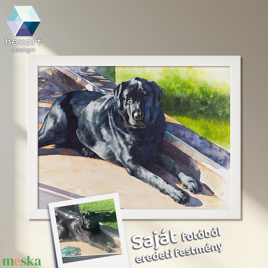 Akvarell kutyás portré festmény saját fotóról  művészi ajándék 1 vagy 2 kisállatról, több méretben, ajándék kerettel - művészet - festmény - akvarell - Meska.hu