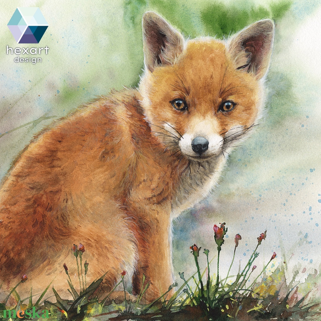 Rókakölyök - eredeti akvarell festmény - művészet - festmény - akvarell - Meska.hu