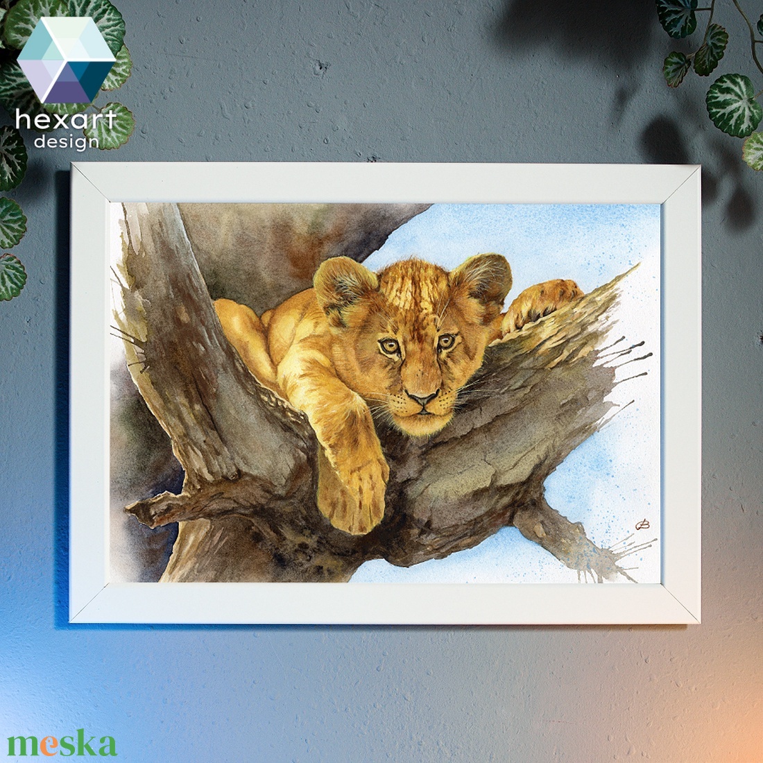 Oroszlánkölyök - eredeti akvarell festmény - művészet - festmény - akvarell - Meska.hu