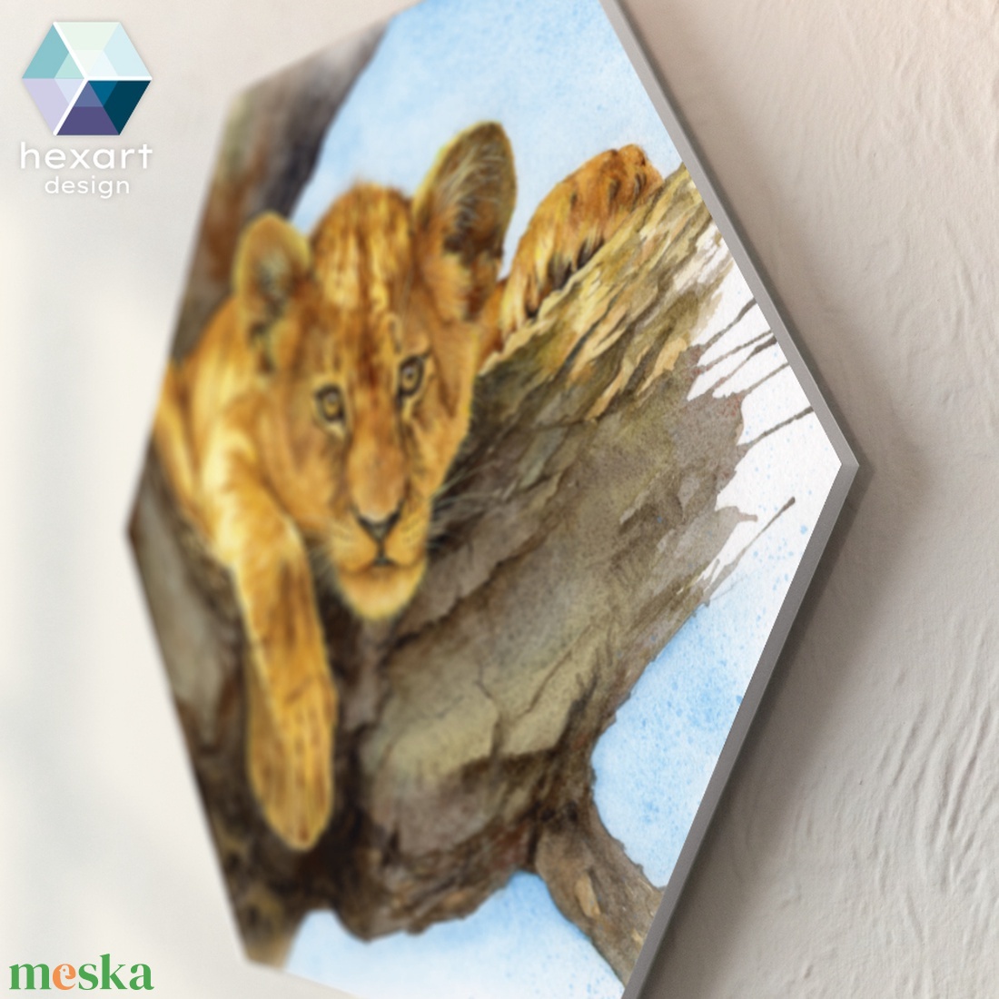 A Vadvilág állatai - hatszög dekorációk (5 db) / állatos festmény nyomat, babaszoba / gyerekszoba dekoráció - baba - mama - babaszoba dekoráció - babaszoba kép - Meska.hu