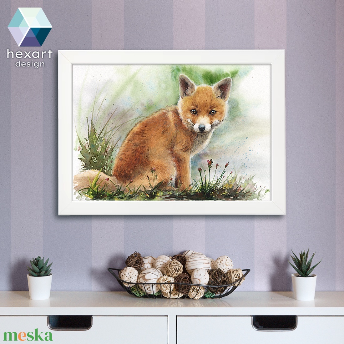 Rókakölyök - akvarell festményről készült nyomat / reprodukció, több méretben - művészet - grafika & illusztráció - művészi nyomat - Meska.hu