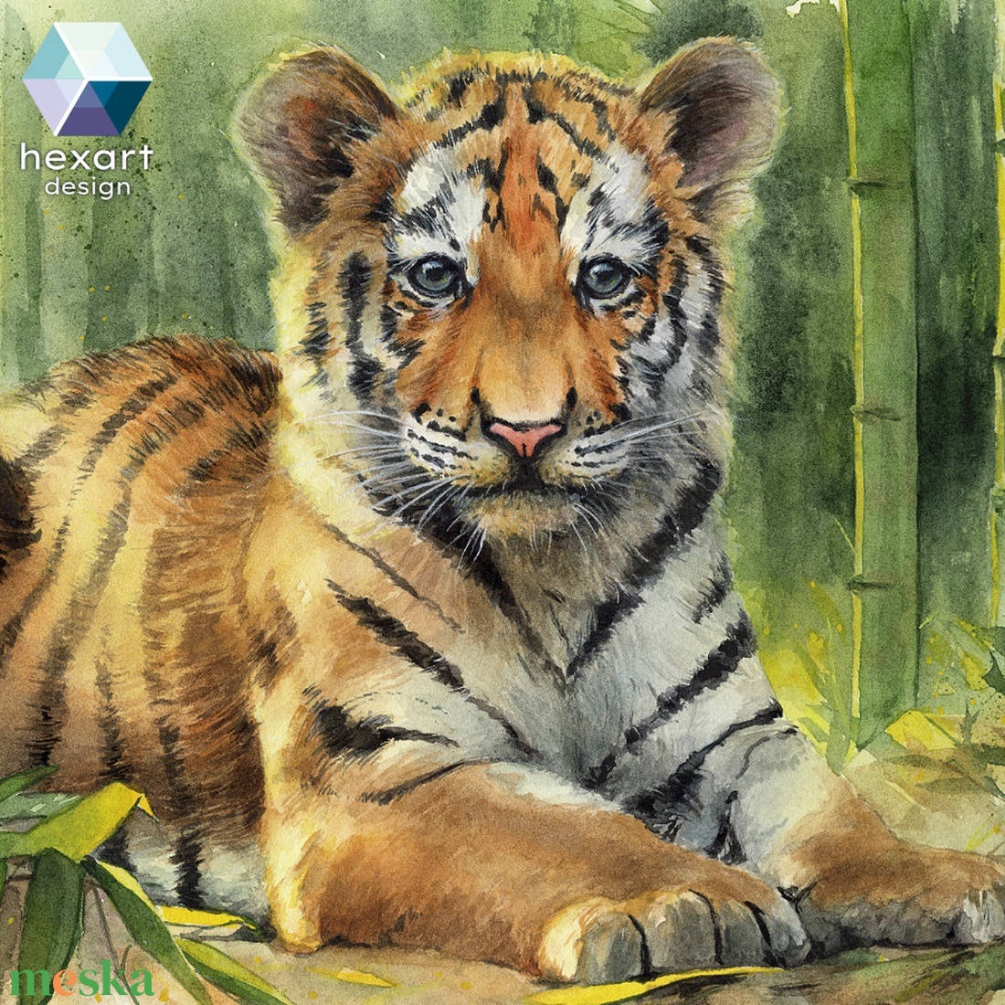 Tigriskölyök - akvarell festményről készült nyomat / reprodukció, több méretben - művészet - grafika & illusztráció - művészi nyomat - Meska.hu