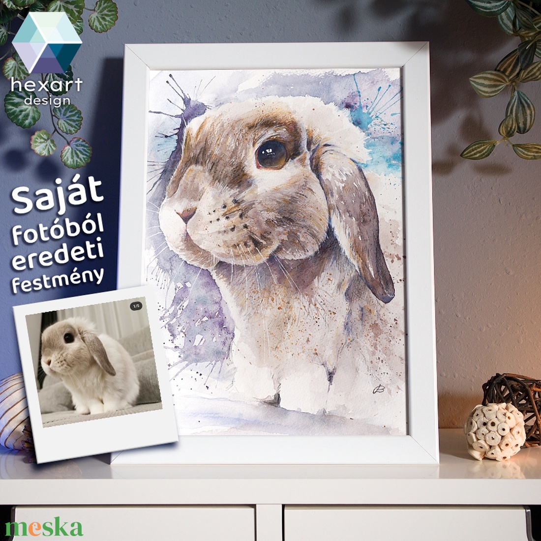 Akvarell egzotikus kisállat portré (kígyó, papagáj, törpenyúl stb.) festés a saját fotódról � több méret, ajándék keret - művészet - festmény - akvarell - Meska.hu