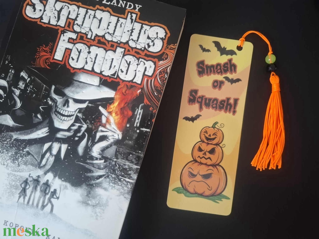 Halloween könyvjelző Smash or Squash! tökös design, narancs bojttal - könyv & zene - könyvjelző - Meska.hu Halloween könyvjelző Smash or Squash! tökös design, narancs bojttal - könyv & zene - könyvjelző - Meska.hu