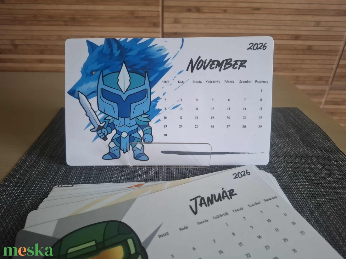 Egyedi kártya naptár - kézzel tervezett FUNKO figurákkal - otthon & életmód - papír, írószer - naptár & tervező - Meska.hu
