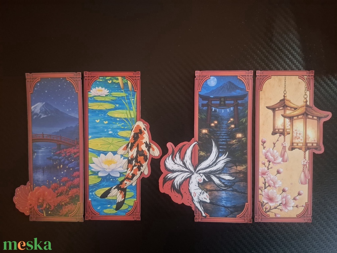 Japán stílusú könyvjelzők, részletgazdag grafikával - könyv & zene - könyvjelző - Meska.hu