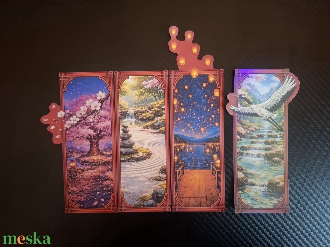 Japán stílusú könyvjelzők a nyugalom és természet ihlette grafikákkal - könyv & zene - könyvjelző - Meska.hu