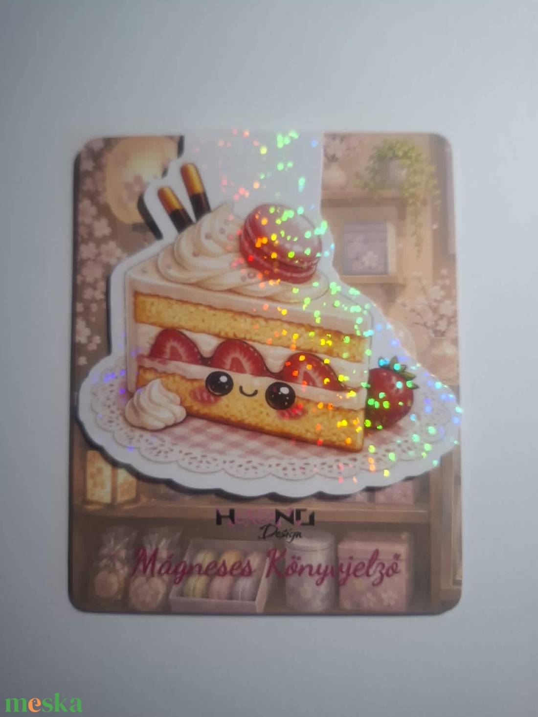 Mágneses könyvjelző - epres torta szelet - könyv & zene - könyvjelző - Meska.hu