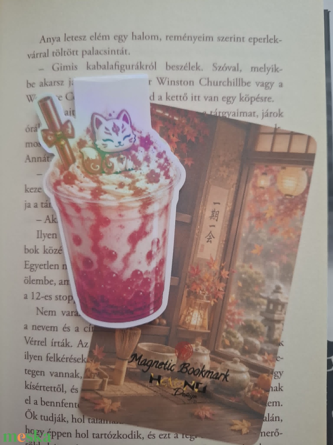 Kitsune Latte - mágneses könyvjelző - könyv & zene - könyvjelző - Meska.hu