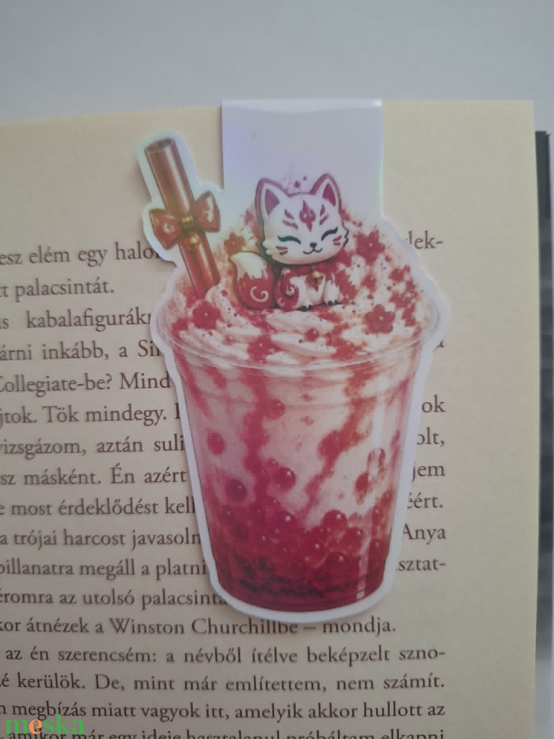 Kitsune Latte - mágneses könyvjelző - könyv & zene - könyvjelző - Meska.hu