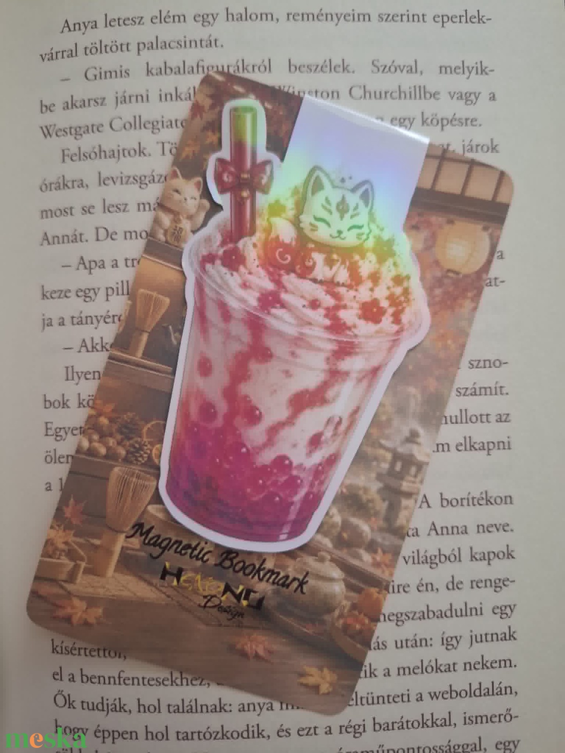Kitsune Latte - mágneses könyvjelző - könyv & zene - könyvjelző - Meska.hu
