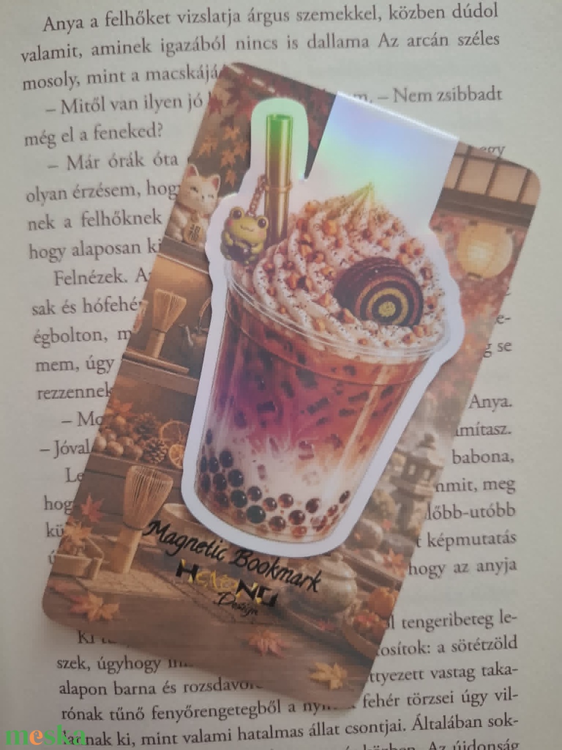 Hojicha Latte (pörkölt tea) - mágneses könyvjelző - könyv & zene - könyvjelző - Meska.hu