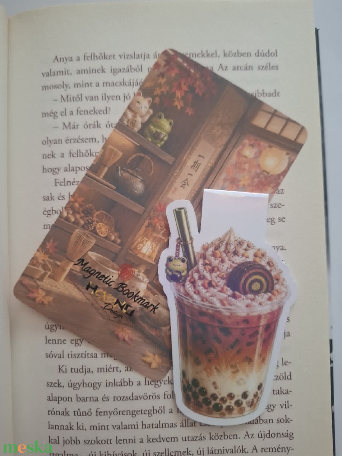 Hojicha Latte (pörkölt tea) - mágneses könyvjelző - könyv & zene - könyvjelző - Meska.hu