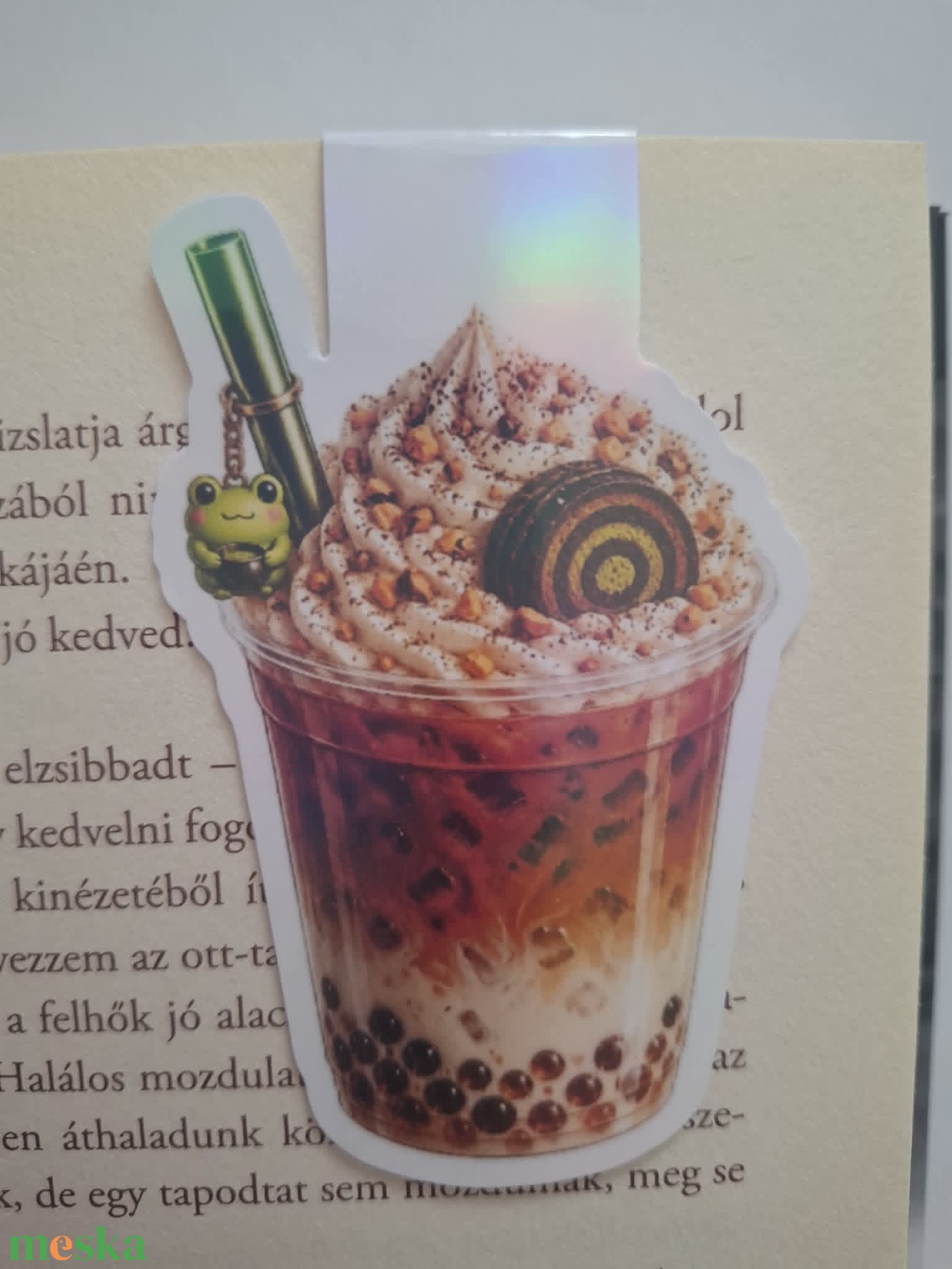Hojicha Latte (pörkölt tea) - mágneses könyvjelző - könyv & zene - könyvjelző - Meska.hu