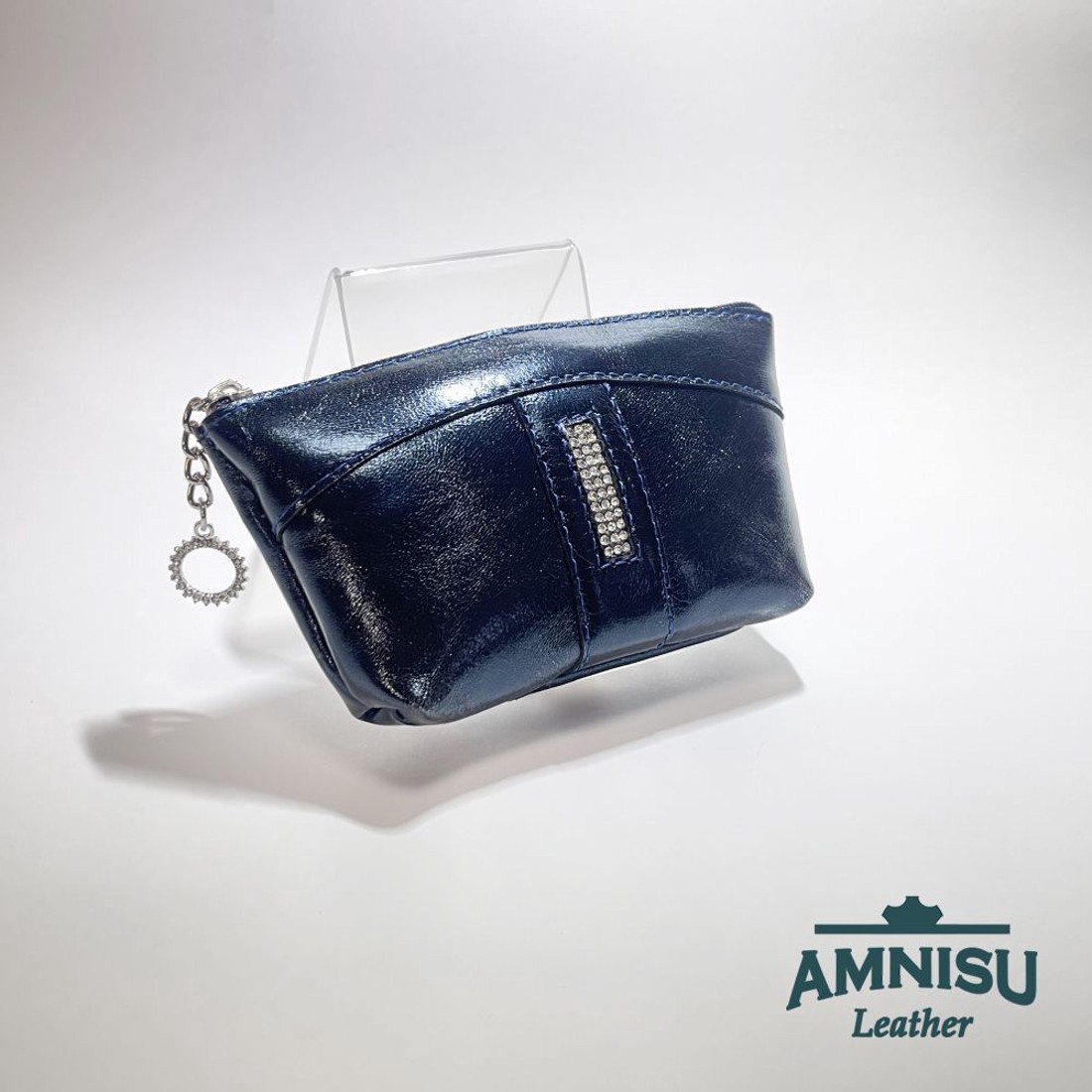 Acél kék egy cipzáras egyenes swarovski köves kulcstartó E6007 - táska & tok - kulcstartó & táskadísz - kulcstartó - Meska.hu