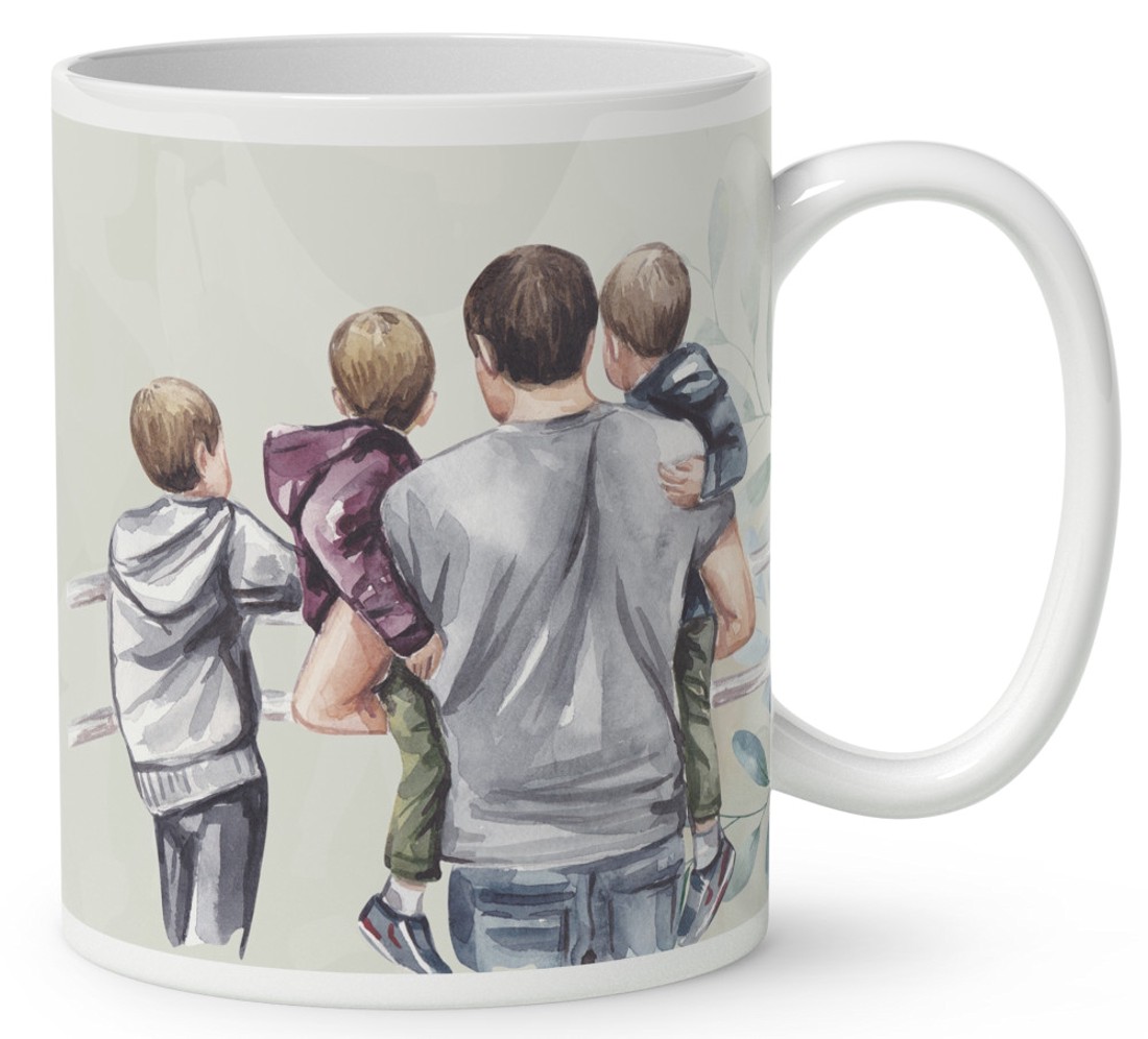 Kérd a neveddel - Apa és és a három fiú mintás bögre - otthon & életmód - konyhafelszerelés, tálalás - tálalás - bögre & csésze - Meska.hu