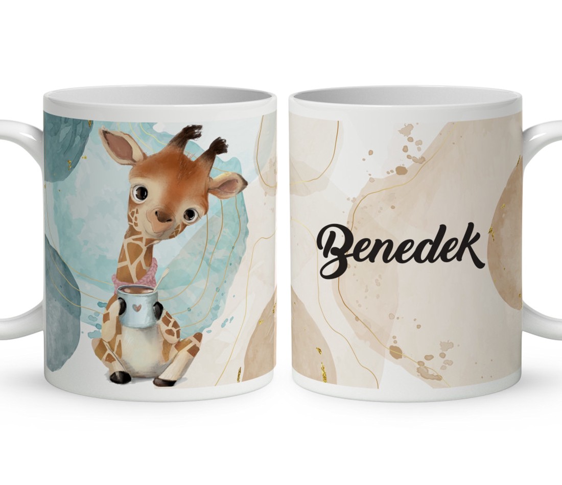 Kérd a Neveddel - Cuki Kávézós zsiráf mintás bögre - otthon & életmód - konyhafelszerelés, tálalás - tálalás - bögre & csésze - Meska.hu