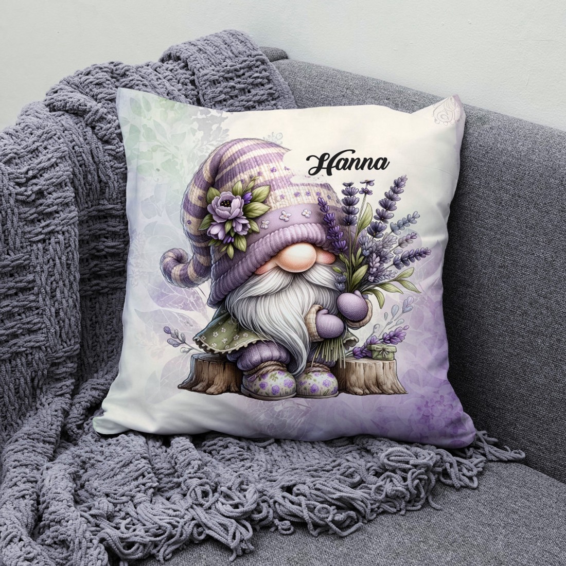 Névvel kérhető - Édes Levendulás manó mintás párna - otthon & életmód - lakástextil - párna & párnahuzat - díszpárna (belsővel együtt) - Meska.hu