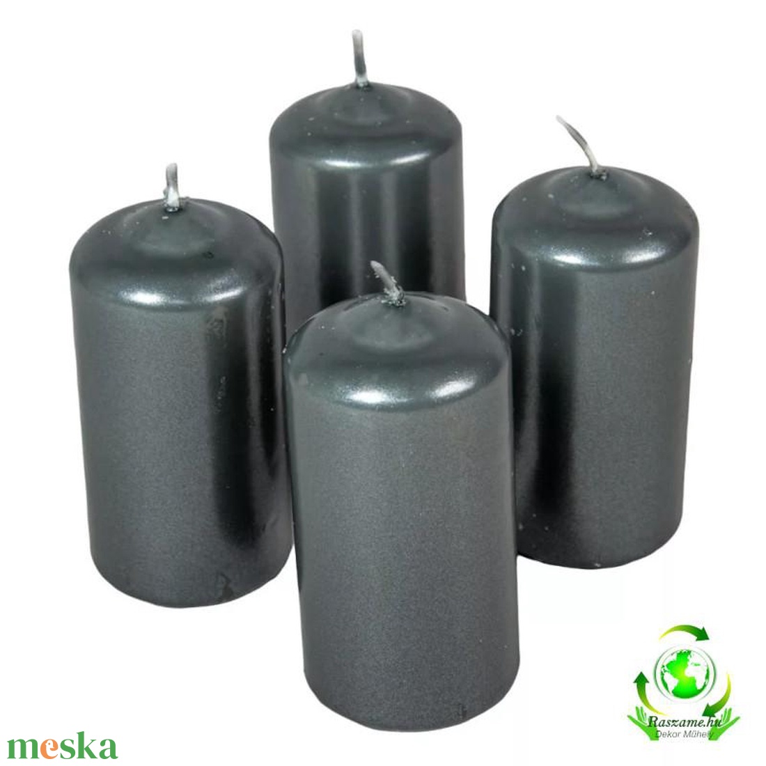 Metál henger gyertya szett 50x100mm - szürke - kellékek & szerszámok - dekorációs kellékek - dekorációs gyertya - Meska.hu