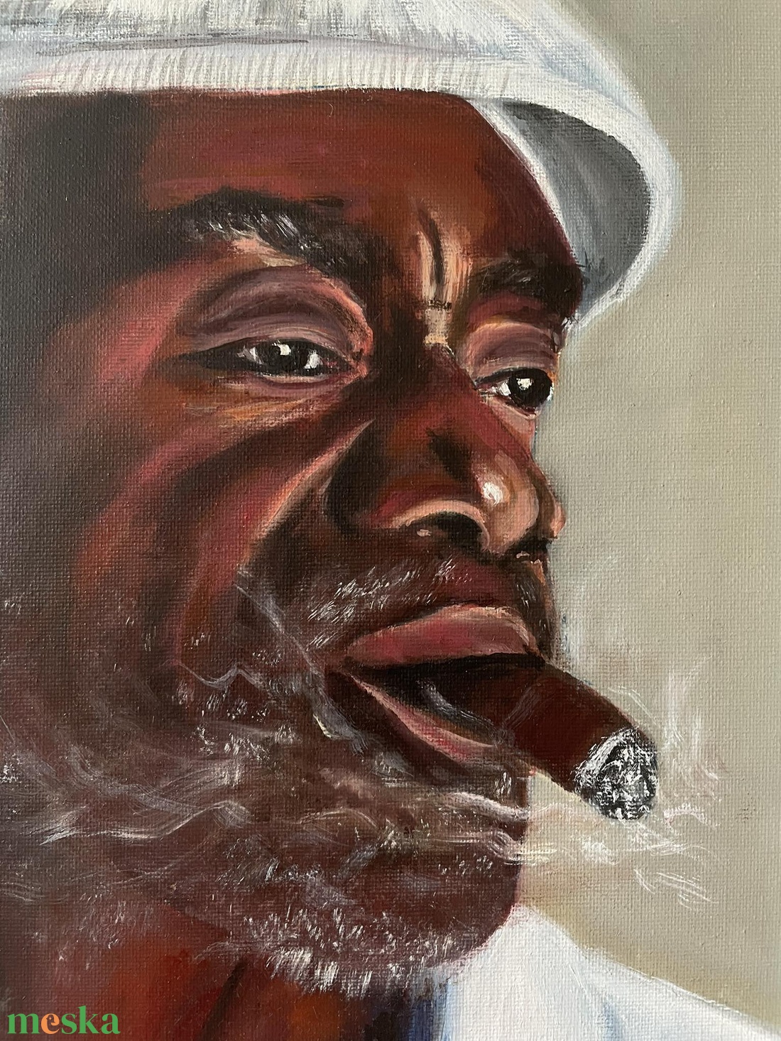 Kubai férfi portréja olajfestmény kerettel - művészet - festmény - olajfestmény - Meska.hu