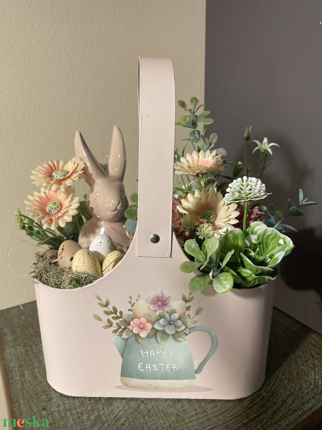  Húsvéti kosárkás asztaldísz nyuszival - otthon & életmód - dekoráció - asztal és polc dekoráció - asztaldísz - Meska.hu