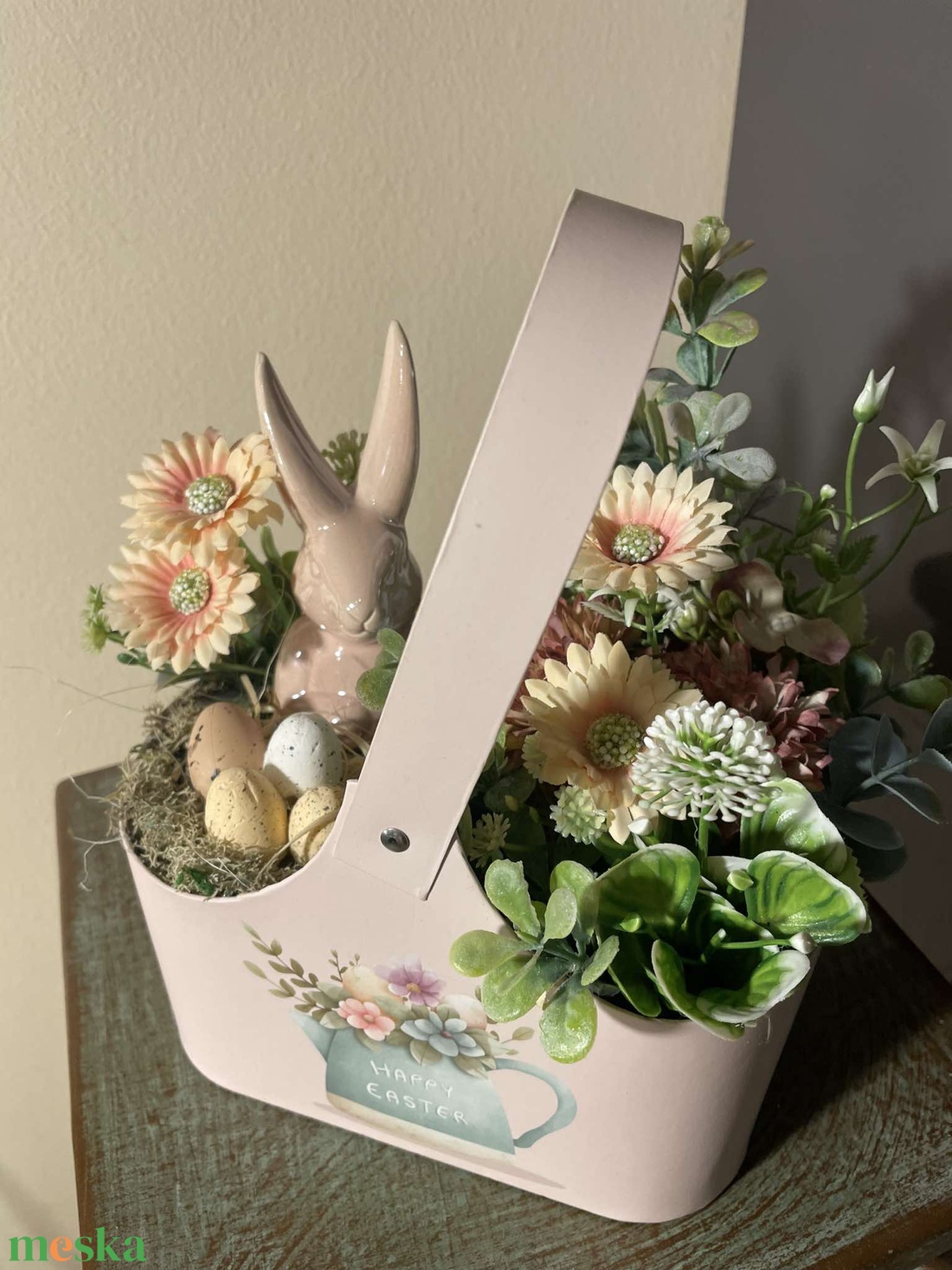  Húsvéti kosárkás asztaldísz nyuszival - otthon & életmód - dekoráció - asztal és polc dekoráció - asztaldísz - Meska.hu
