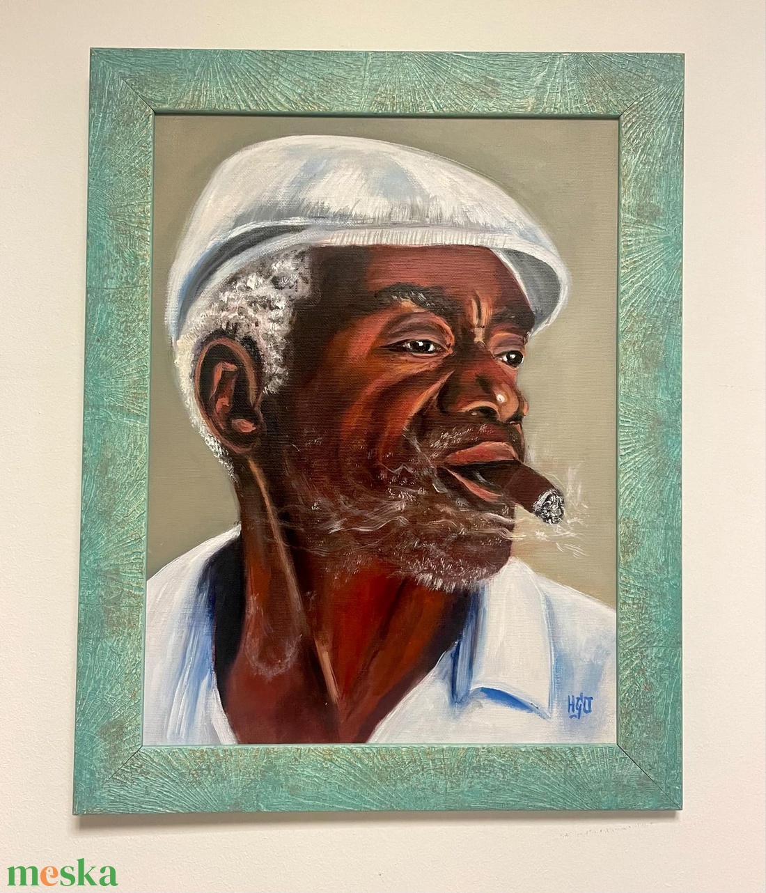 Kubai férfi portréja olajfestmény kerettel - művészet - festmény - olajfestmény - Meska.hu