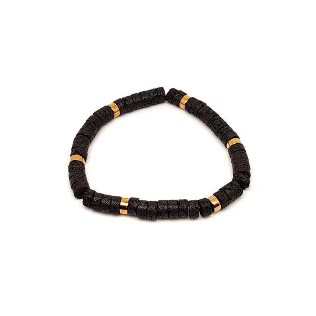 Bazalt ásvány karkötő arany korong köztessel 67 mm - ékszer - karkötő - ásványkarkötő - Meska.hu